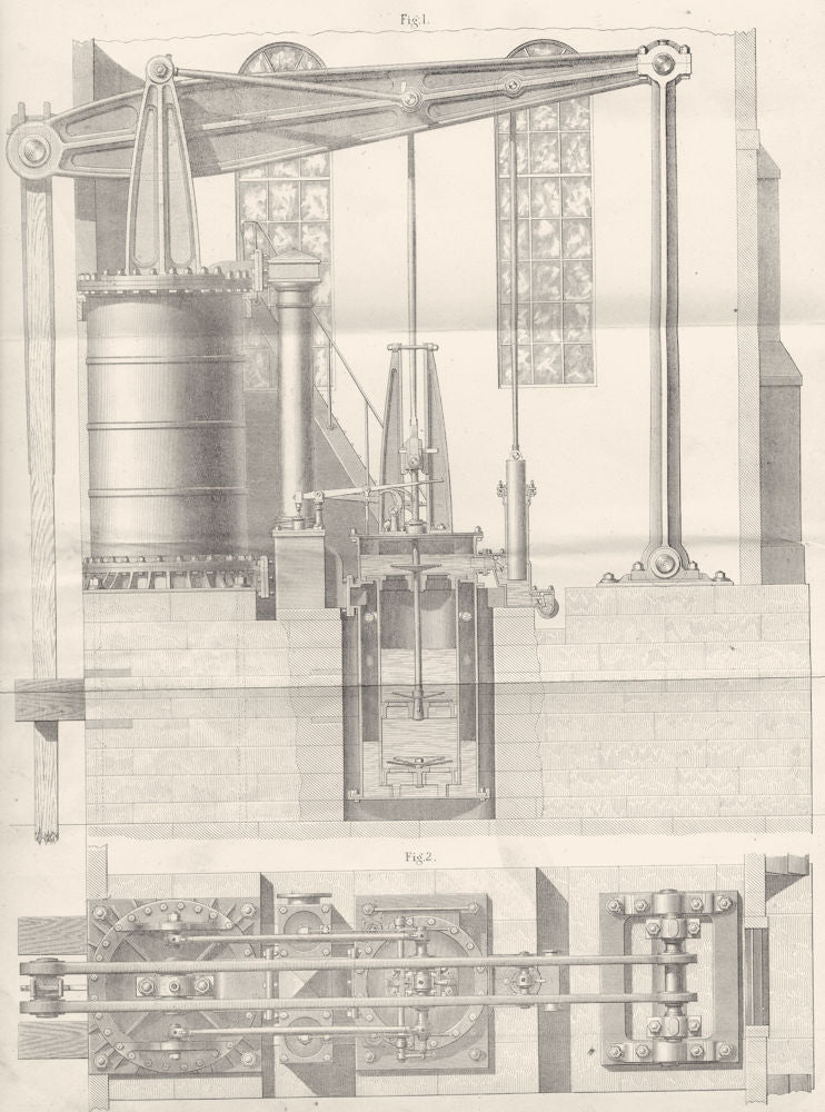 ENGINEERING. Pumping Engine 1880 old antique vintage print picture